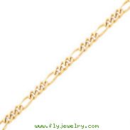 10K Gold Hand Polished 8 Inch Figaro Chain Bracelet