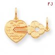 10k HEART AND KEY CHARM