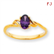 10k Polished Geniune Amethyst Birthstone Ring