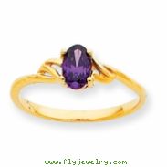 10k Polished Geniune Amethyst Birthstone Ring