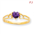 10k Polished Geniune Amethyst Birthstone Ring