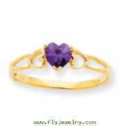 10k Polished Geniune Amethyst Birthstone Ring