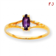 10k Polished Geniune Amethyst Birthstone Ring