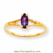 10k Polished Geniune Amethyst Birthstone Ring