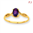 10k Polished Geniune Amethyst Birthstone Ring