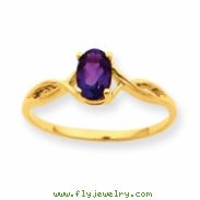 10k Polished Geniune Amethyst Birthstone Ring