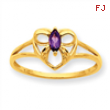 10k Polished Geniune Amethyst Birthstone Ring