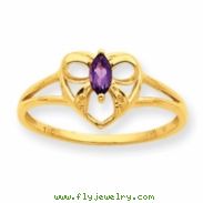 10k Polished Geniune Amethyst Birthstone Ring