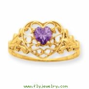 10k Polished Geniune Amethyst Birthstone Ring