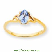 10k Polished Geniune Aquamarine Birthstone Ring