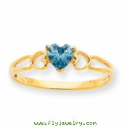 10k Polished Geniune Aquamarine Birthstone Ring