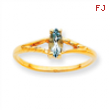 10k Polished Geniune Aquamarine Birthstone Ring