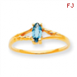 10k Polished Geniune Blue Topaz Birthstone Ring