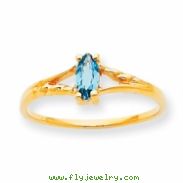 10k Polished Geniune Blue Topaz Birthstone Ring