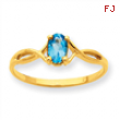 10k Polished Geniune Blue Topaz Birthstone Ring