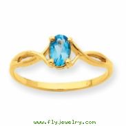 10k Polished Geniune Blue Topaz Birthstone Ring