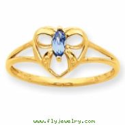 10k Polished Geniune Blue Topaz Birthstone Ring