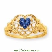 10k Polished Geniune Blue Topaz Birthstone Ring