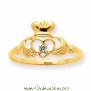 10k Polished Geniune Blue Topaz Birthstone Ring