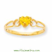 10k Polished Geniune Citrine Birthstone Ring