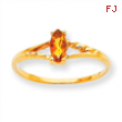 10k Polished Geniune Citrine Birthstone Ring