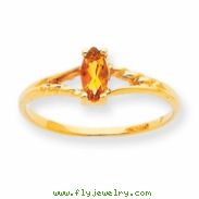 10k Polished Geniune Citrine Birthstone Ring