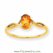 10k Polished Geniune Citrine Birthstone Ring