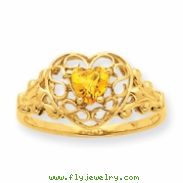 10k Polished Geniune Citrine Birthstone Ring