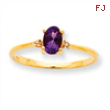 10k Polished Geniune Diamond & Amethyst Birthstone Ring