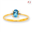 10k Polished Geniune Diamond & Blue Topaz Birthstone Ring
