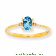 10k Polished Geniune Diamond & Blue Topaz Birthstone Ring