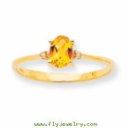 10k Polished Geniune Diamond & Citrine Birthstone Ring