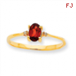 10k Polished Geniune Diamond & Garnet Birthstone Ring