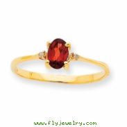 10k Polished Geniune Diamond & Garnet Birthstone Ring