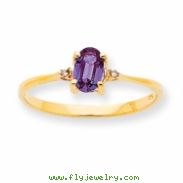 10k Polished Geniune Diamond & Rhodolite Garnet Birthstone Ring