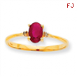 10k Polished Geniune Diamond & Ruby Birthstone Ring