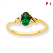 10k Polished Geniune Emerald Birthstone Ring