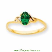 10k Polished Geniune Emerald Birthstone Ring