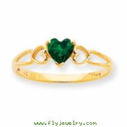 10k Polished Geniune Emerald Birthstone Ring