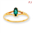 10k Polished Geniune Emerald Birthstone Ring