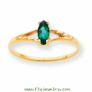 10k Polished Geniune Emerald Birthstone Ring