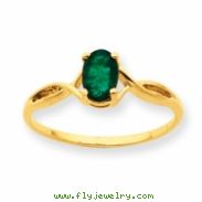 10k Polished Geniune Emerald Birthstone Ring