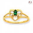 10k Polished Geniune Emerald Birthstone Ring