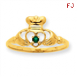 10k Polished Geniune Emerald Birthstone Ring