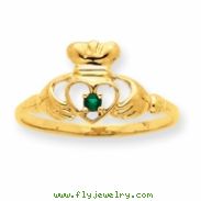 10k Polished Geniune Emerald Birthstone Ring