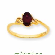 10k Polished Geniune Garnet Birthstone Ring