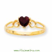 10k Polished Geniune Garnet Birthstone Ring