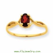 10k Polished Geniune Garnet Birthstone Ring