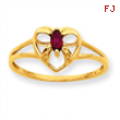 10k Polished Geniune Garnet Birthstone Ring