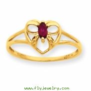 10k Polished Geniune Garnet Birthstone Ring